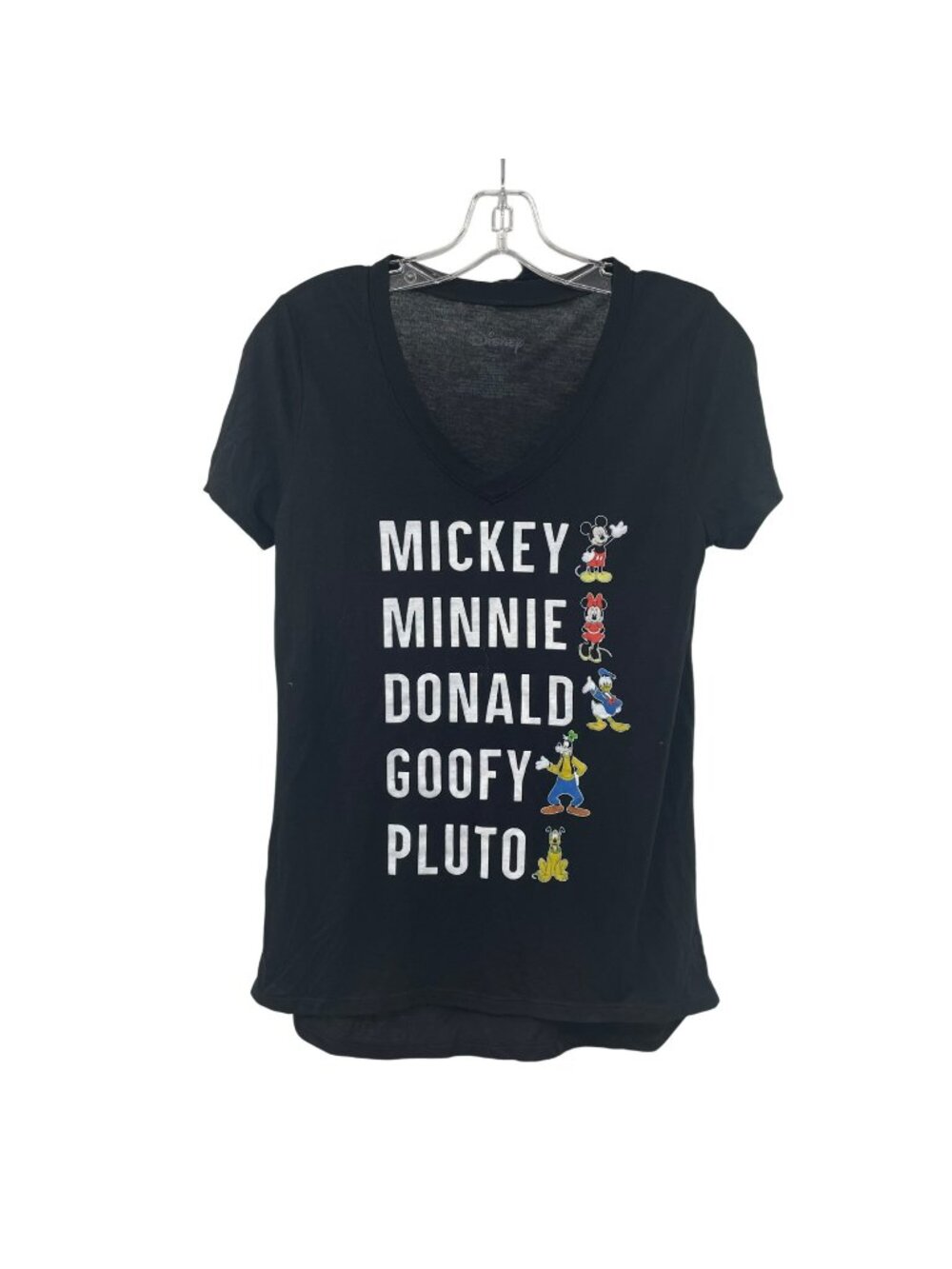 Disney Womens Graphic T-Shirt Short Sleeve Black/Multi Size Small Sheer